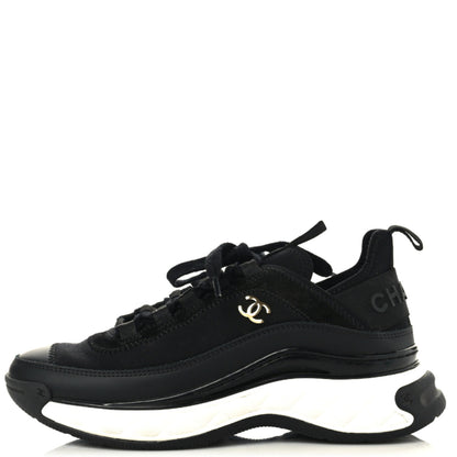 Chanel Velvet Calfskin Mixed Fibers CC Sneakers 36 Black 1 of 11