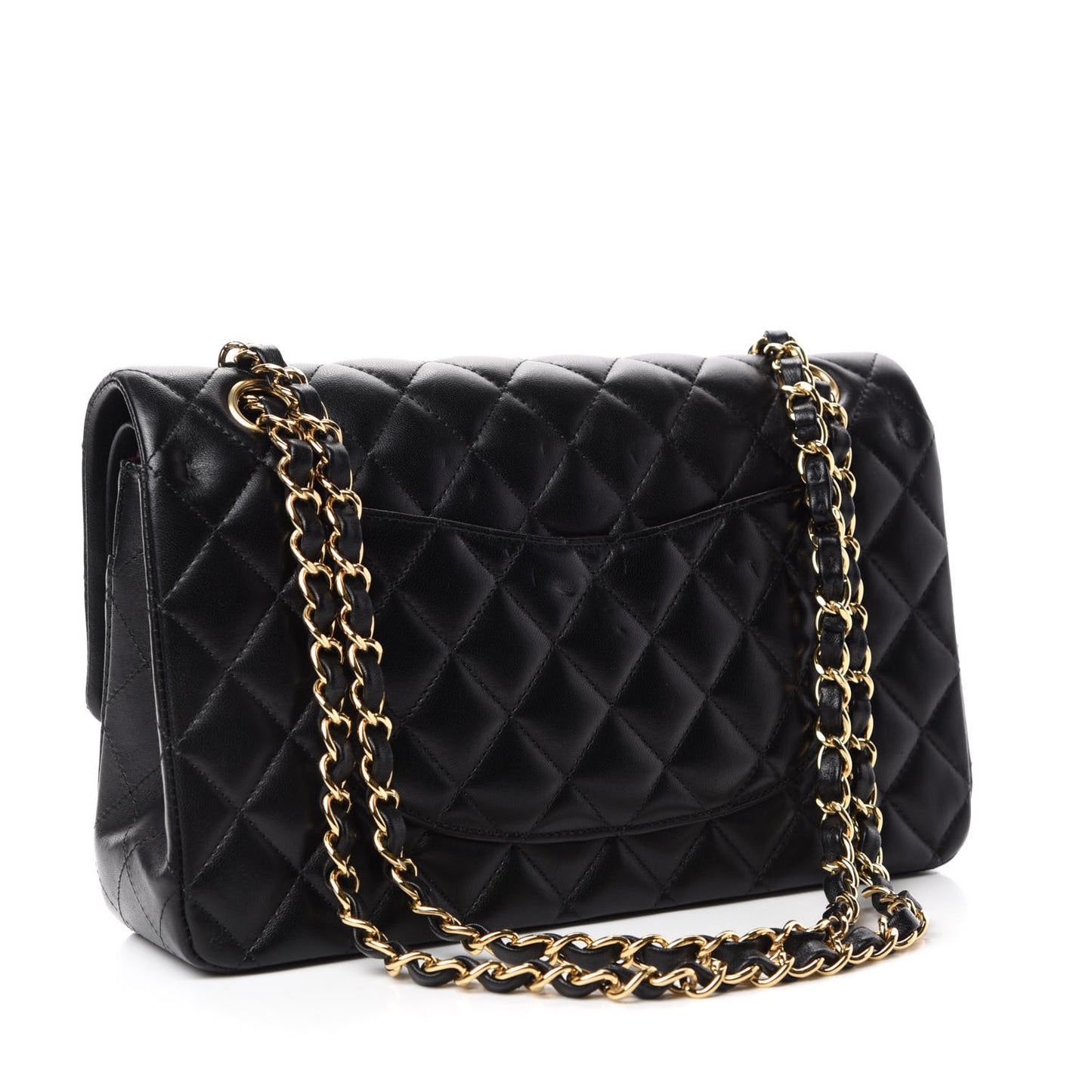 Lambskin Quilted Medium Double Flap Black
