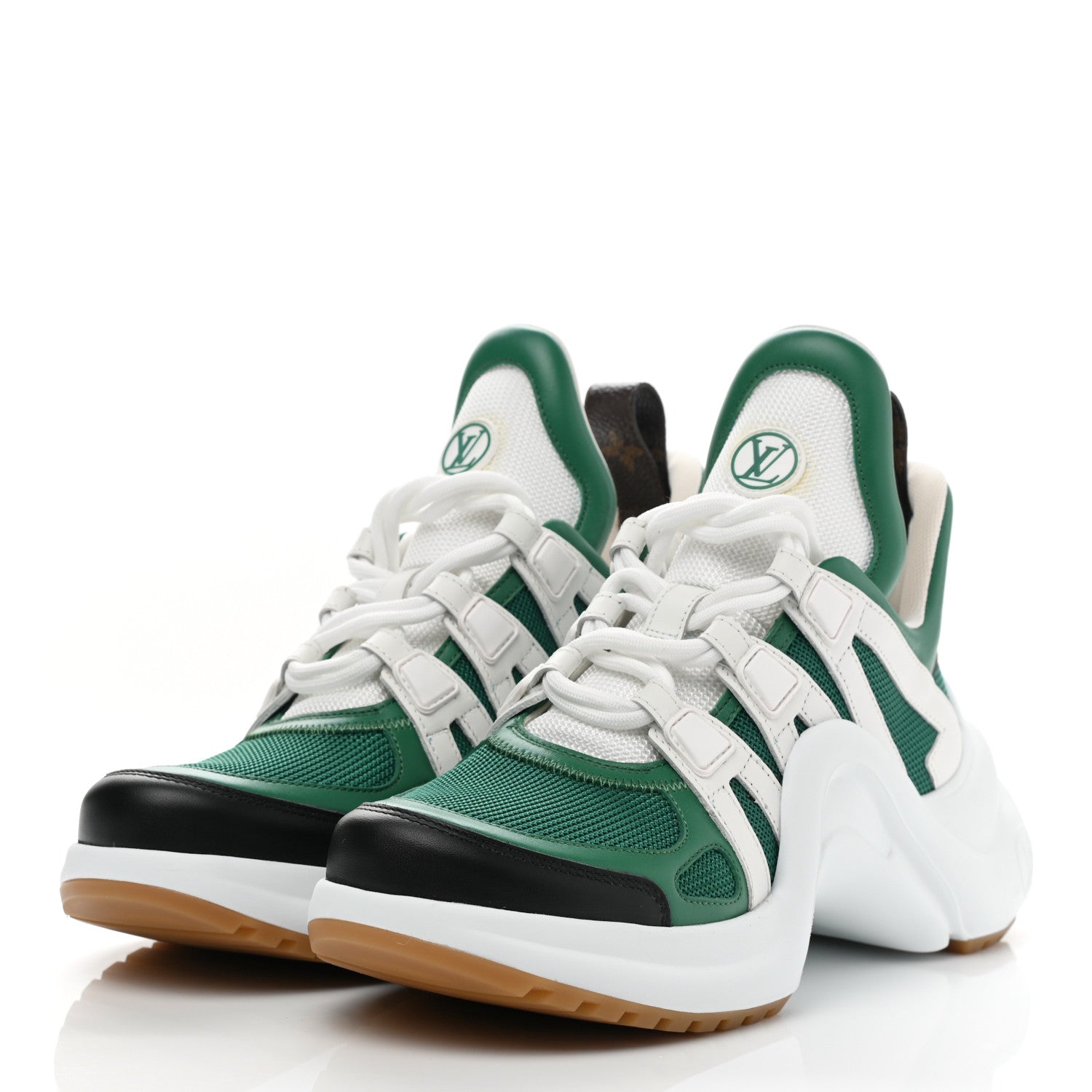 Louis Vuitton Calfskin Technical Nylon LV Archlight Sneakers 37 Green 3 of 14
