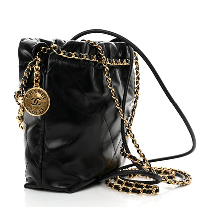 Chanel Shiny Calfskin Quilted Pearl CC Chain Mini Chanel 22 Black 3 of 10