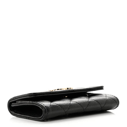 Chanel Shiny Caviar Enamel Quilted CC Flap Card Holder Black 4 of 9