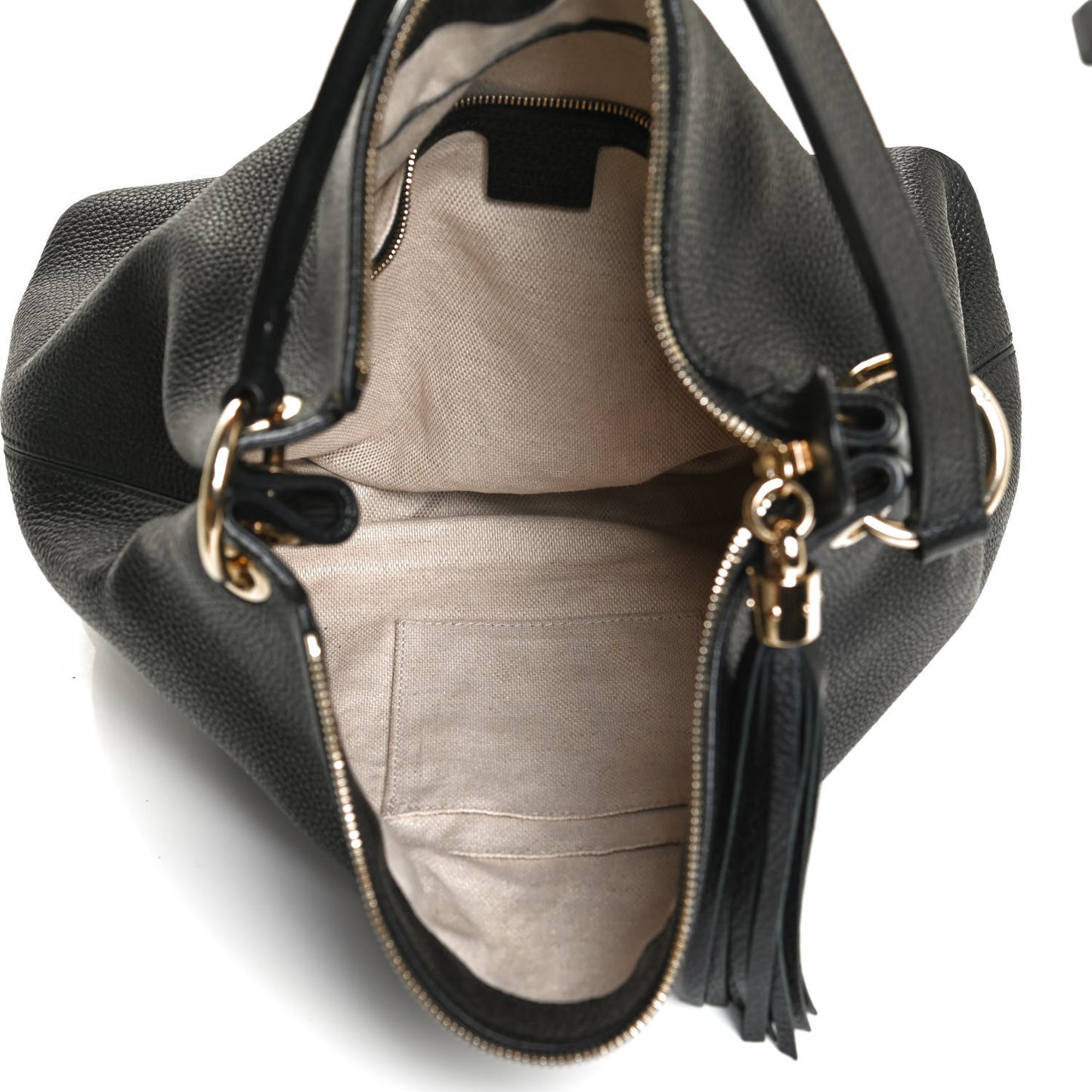 Pebbled Calfskin Large Soho Hobo Black