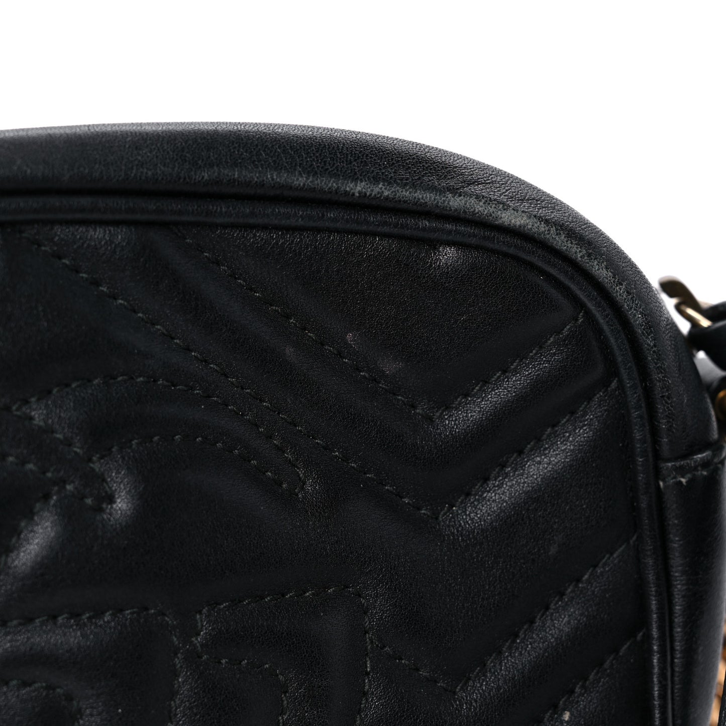 Calfskin Matelasse Mini GG Marmont Chain Shoulder Bag Black