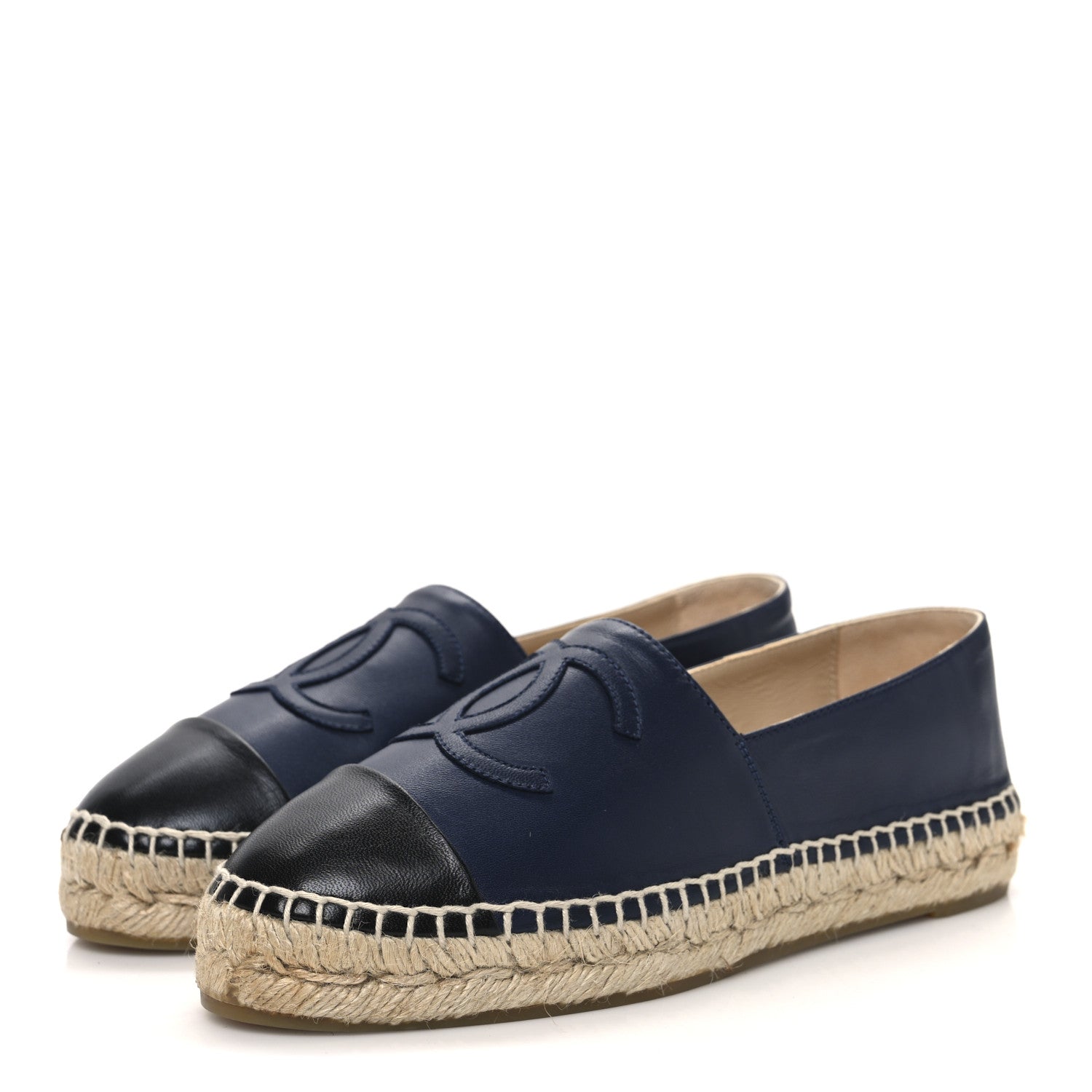 Chanel Lambskin CC Espadrilles 36 Navy Black 4 of 11
