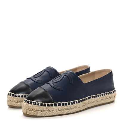 Chanel Lambskin CC Espadrilles 36 Navy Black 4 of 11
