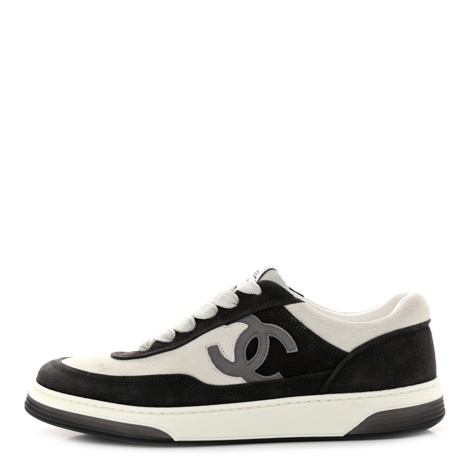 Chanel Suede Kidskin Womens CC Sneakers 40 Black White 1 of 9