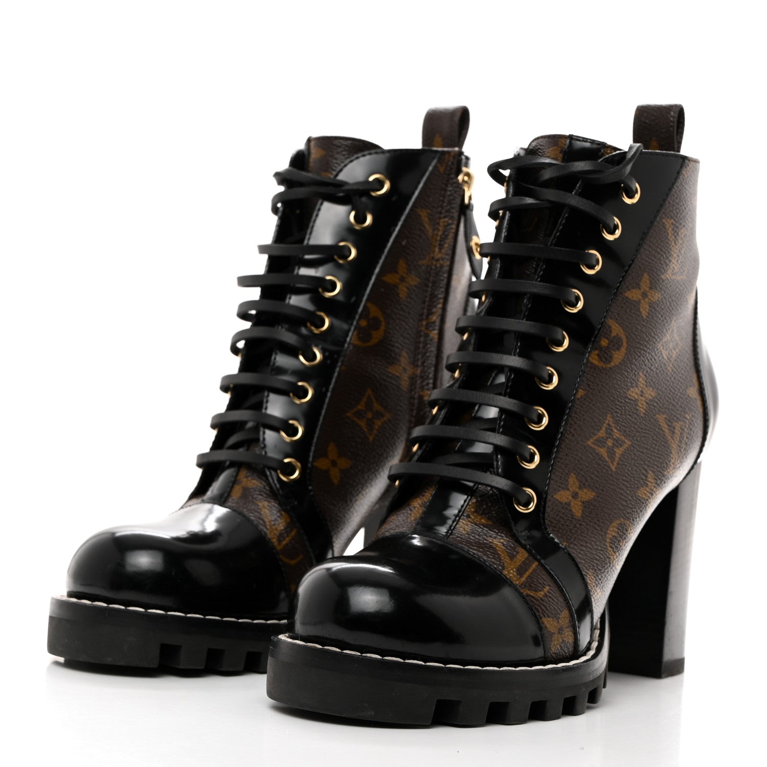 Louis Vuitton Patent Calfskin Monogram Star Trail Ankle Boots 40 Black 3 of 10