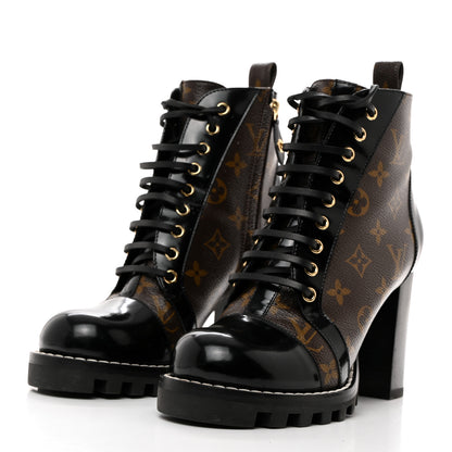 Louis Vuitton Patent Calfskin Monogram Star Trail Ankle Boots 40 Black 3 of 10