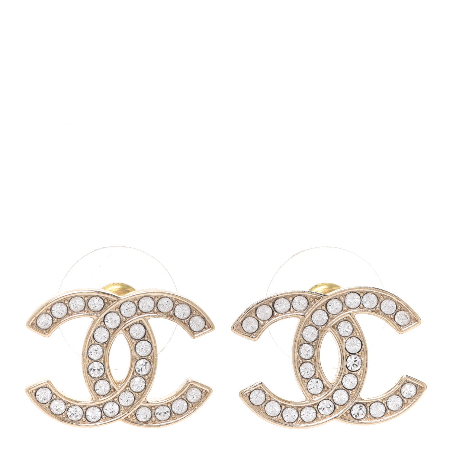 Chanel Crystal CC Earrings Gold 1 of 5