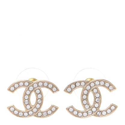 Chanel Crystal CC Earrings Gold 1 of 5