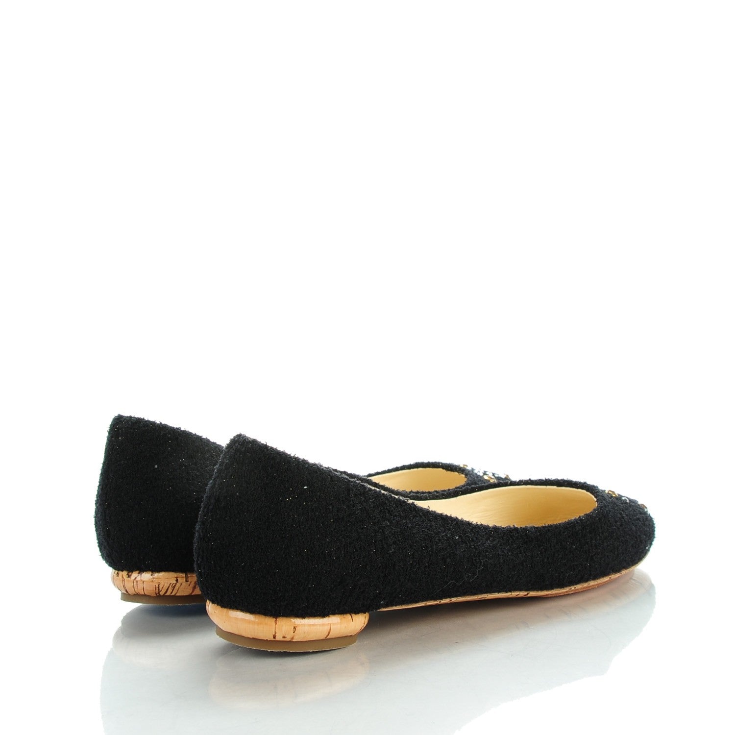 Chanel Tweed Crystal CC Ballet Flats 40 Black 7 of 22