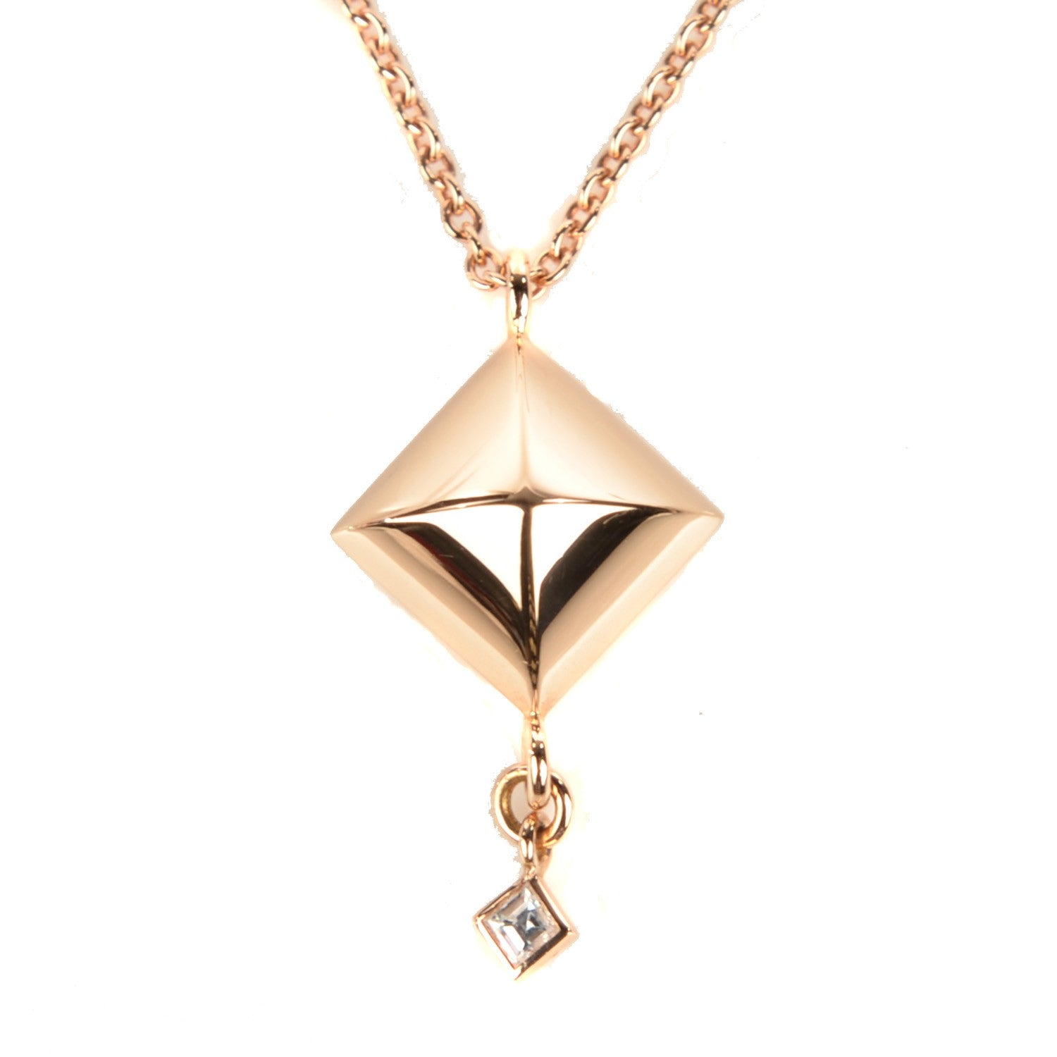 Hermes 18K Rose Gold Diamond Medor Pendant Necklace 3 of 7