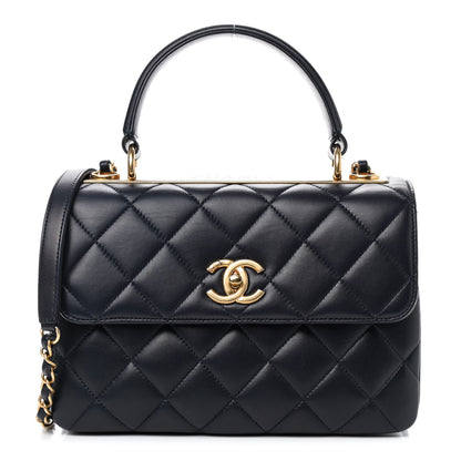 Chanel Lambskin Quilted Small Trendy CC Flap Dual Handle Bag Navy 1 of 9
