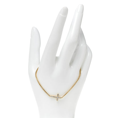 David Yurman 18K Yellow Gold Diamond Petite Pave Cross Chain Bracelet 2 of 3