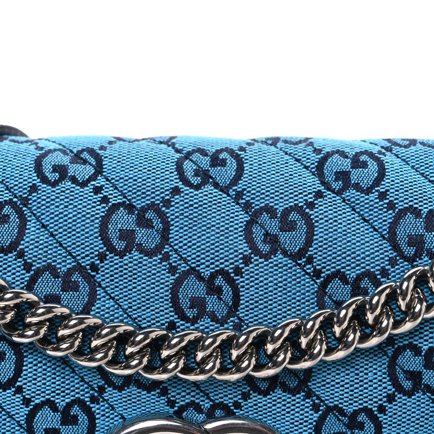 Monogram Multicolor Matelasse Diagonal Small GG Marmont Shoulder Bag Light Blue