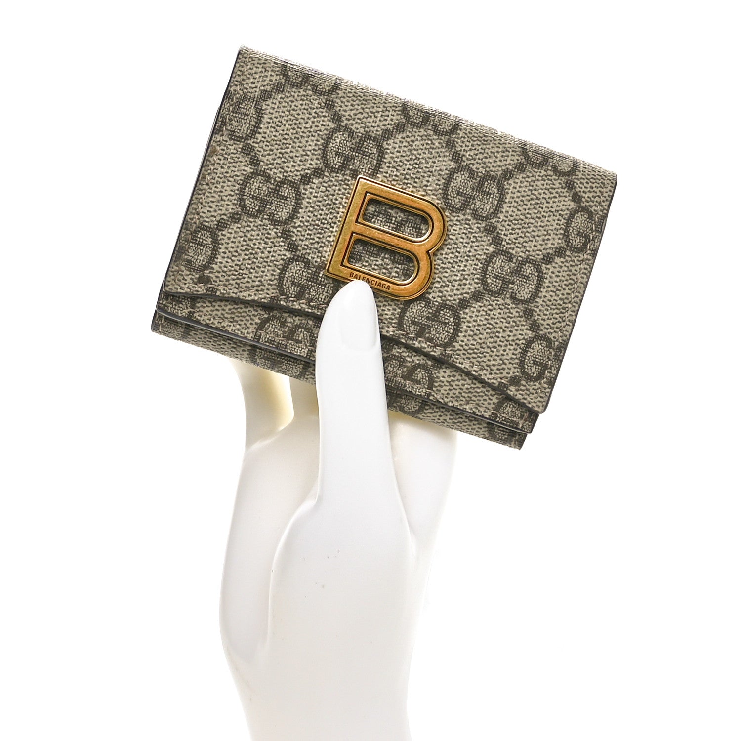 Gucci X BALENCIAGA GG Supreme Monogram Card Case Wallet Beige Ebony 2 of 7
