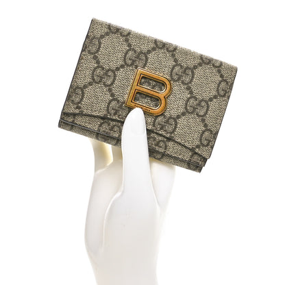 Gucci X BALENCIAGA GG Supreme Monogram Card Case Wallet Beige Ebony 2 of 7