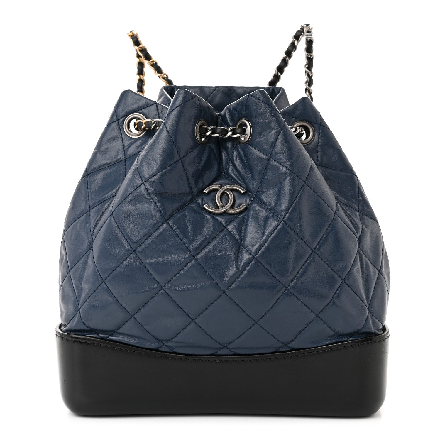Chanel Aged Calfskin Quilted Gabrielle Backpack Navy Black 1 of 10
