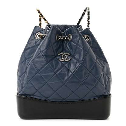 Chanel Aged Calfskin Quilted Gabrielle Backpack Navy Black 1 of 10
