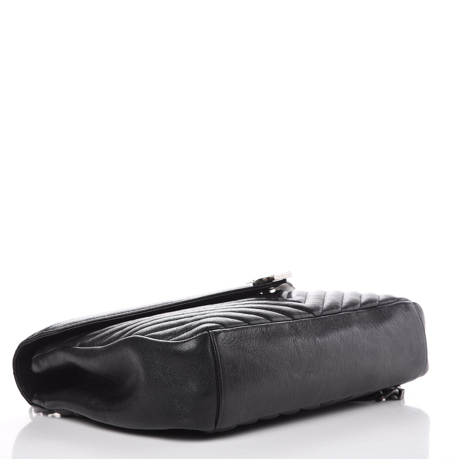 Saint Laurent Sheepskin Matelasse Chevron Monogram Large College Satchel Black 3 of 11