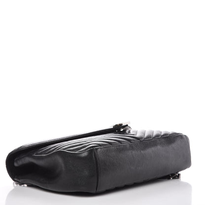 Saint Laurent Sheepskin Matelasse Chevron Monogram Large College Satchel Black 3 of 11