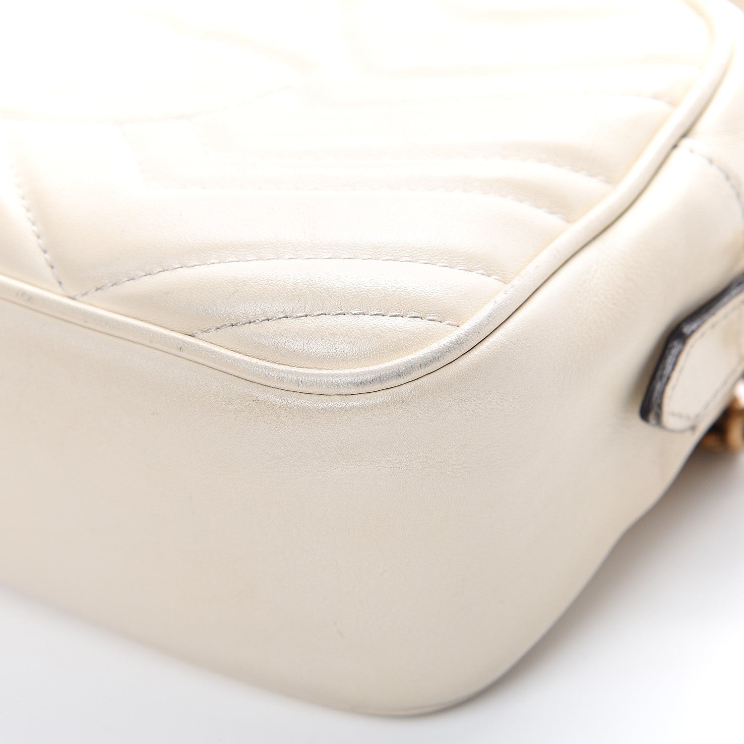 Gucci Calfskin Matelasse Small GG Marmont Chain Shoulder Bag White 12 of 18