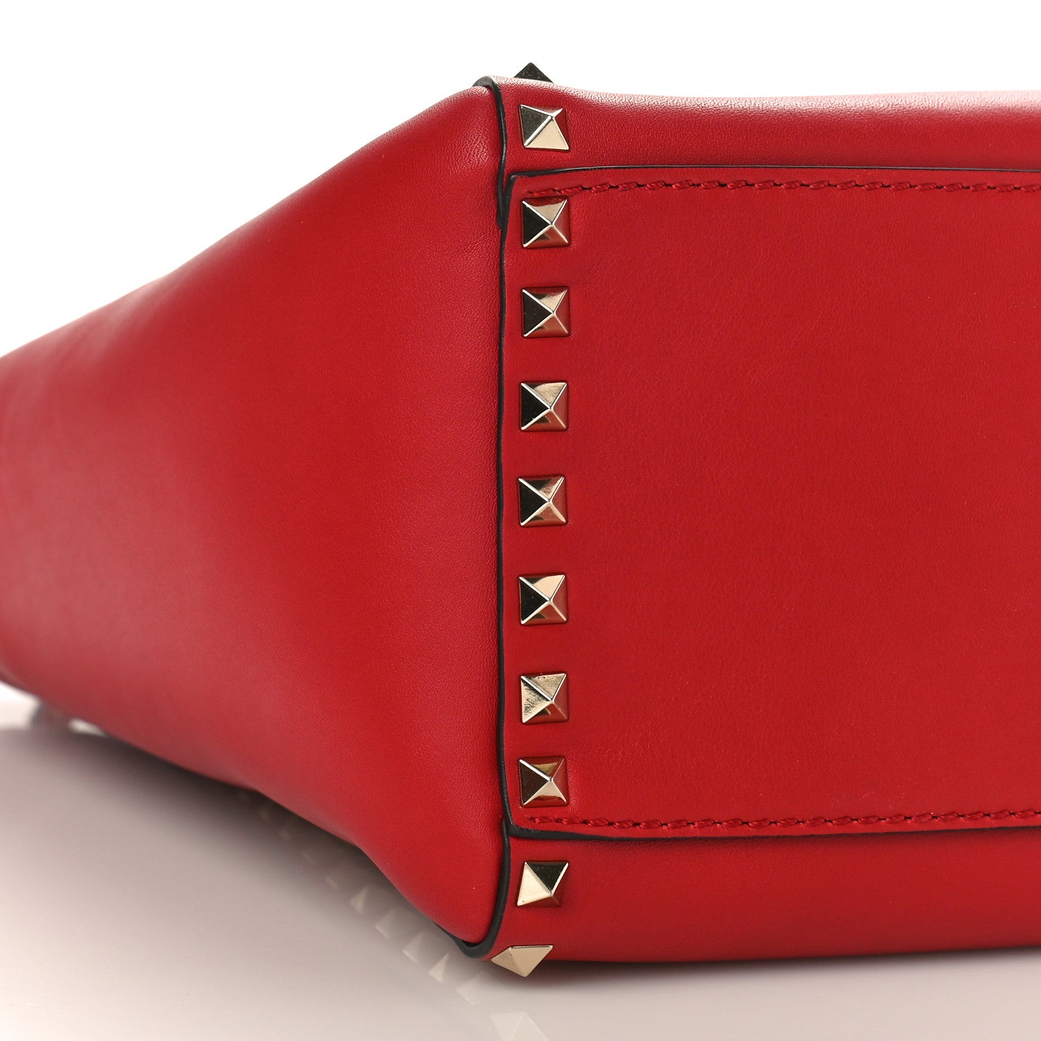 Valentino Garavani Vitello Rockstud Double Handle Tote Red 7 of 8