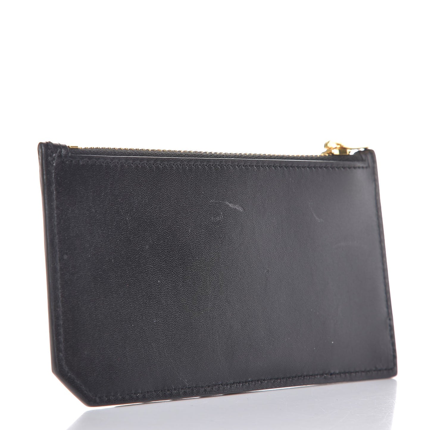 Calfskin 5 Fragments Zip Pouch Card Holder Black
