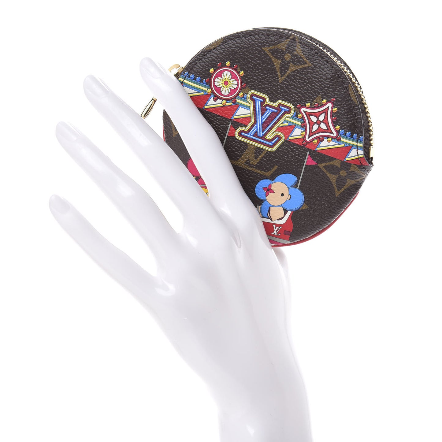 Monogram 2020 Christmas Animation Bumper Cars Round Coin Purse Coquelicot