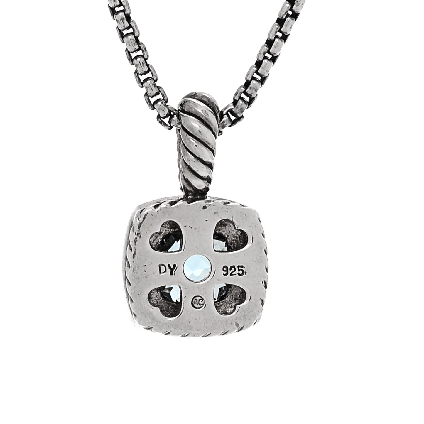 Sterling Silver Diamond Blue Topaz 7mm Petite Albion Pendant Necklace