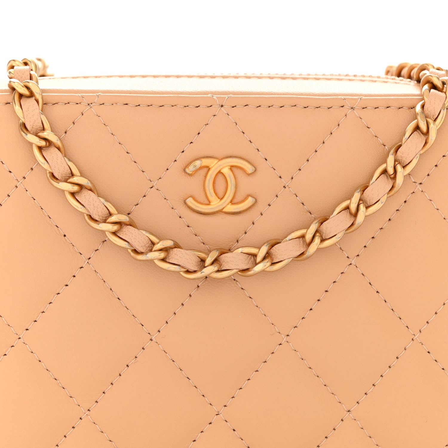 Chanel Lambskin Quilted CC Pearl Crush Camera Case Beige 8 of 10