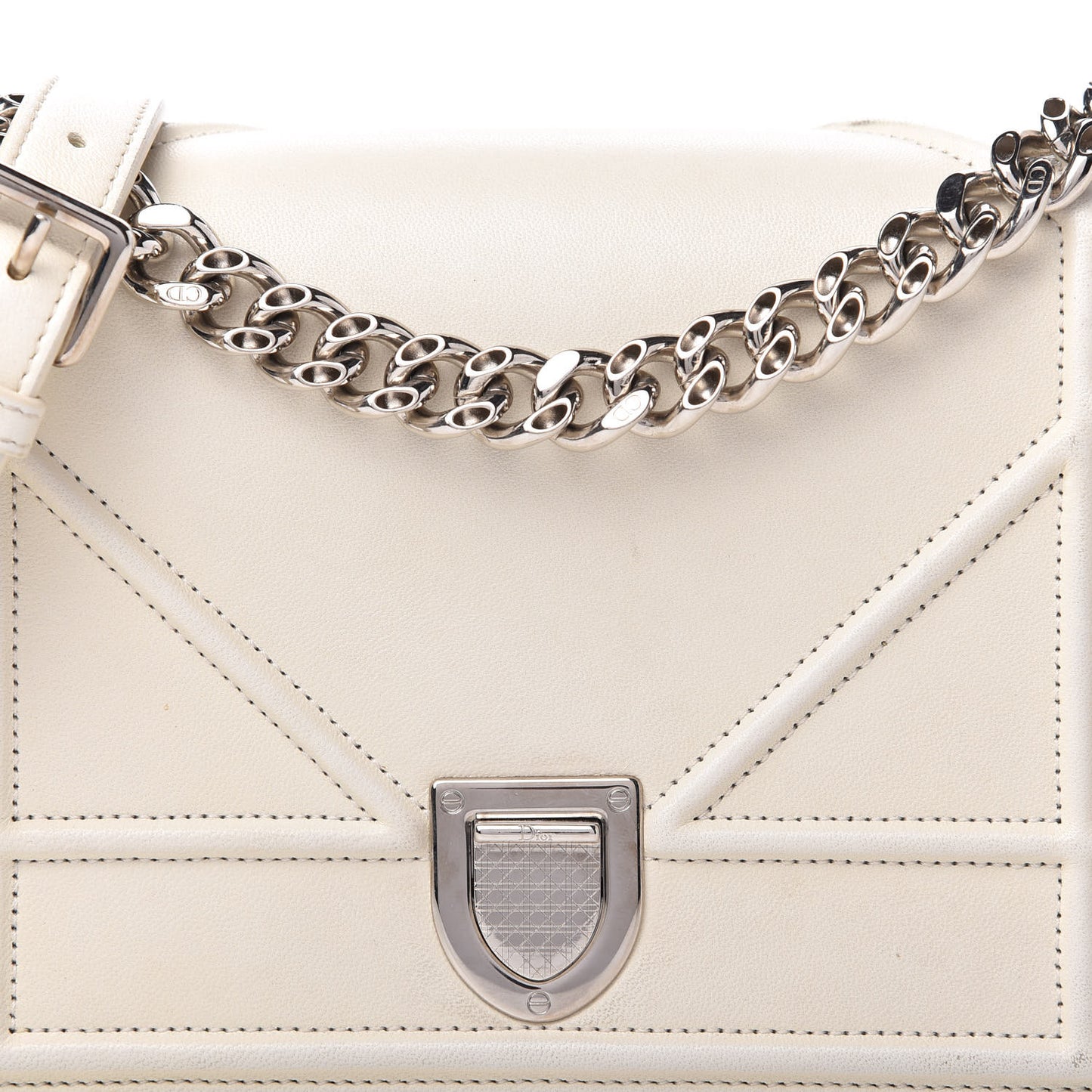 Calfskin Small Diorama Flap Bag Off White