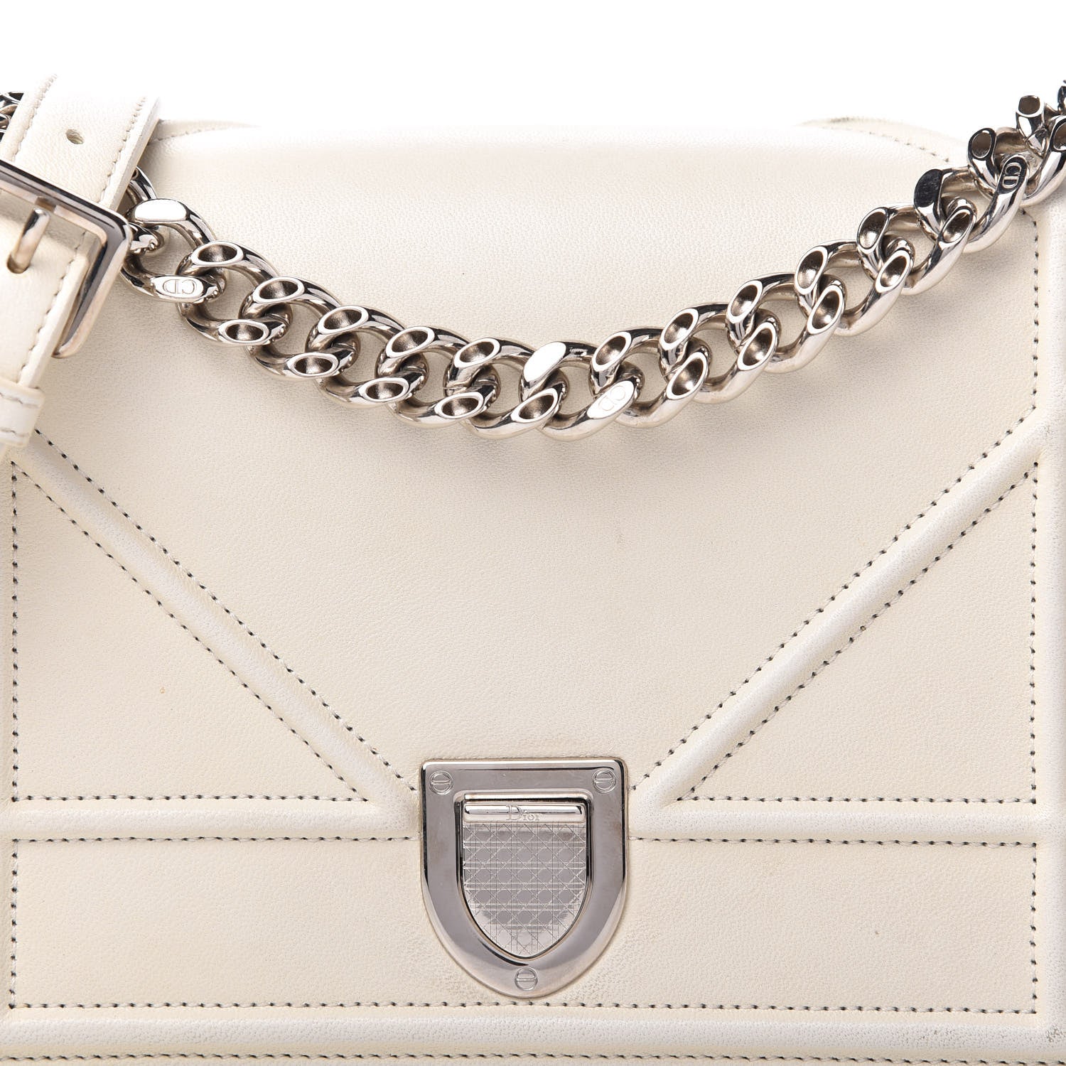 Christian Dior Calfskin Small Diorama Flap Bag Off White 10 of 10