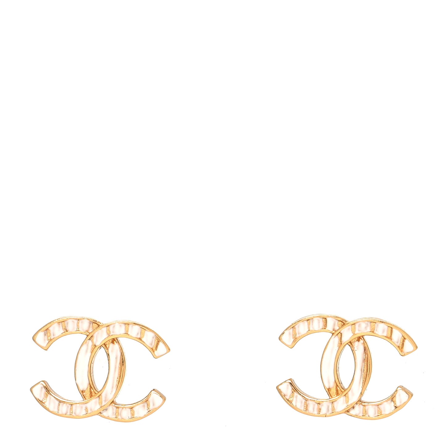 Metal CC Earrings Gold White