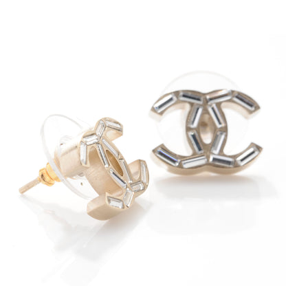 Chanel Crystal Baguette CC Earrings Light Gold 4 of 4