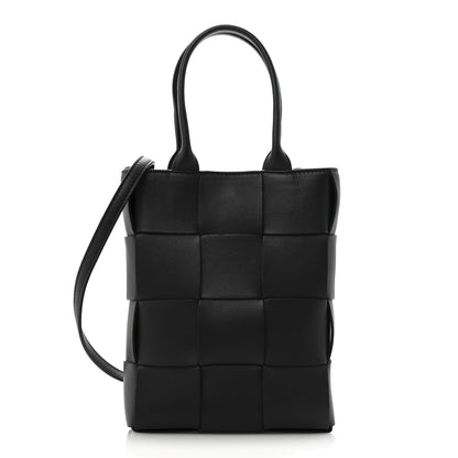 Bottega Veneta Lambskin Maxi Intrecciato Mini North South Cassette Tote Black 1 of 12