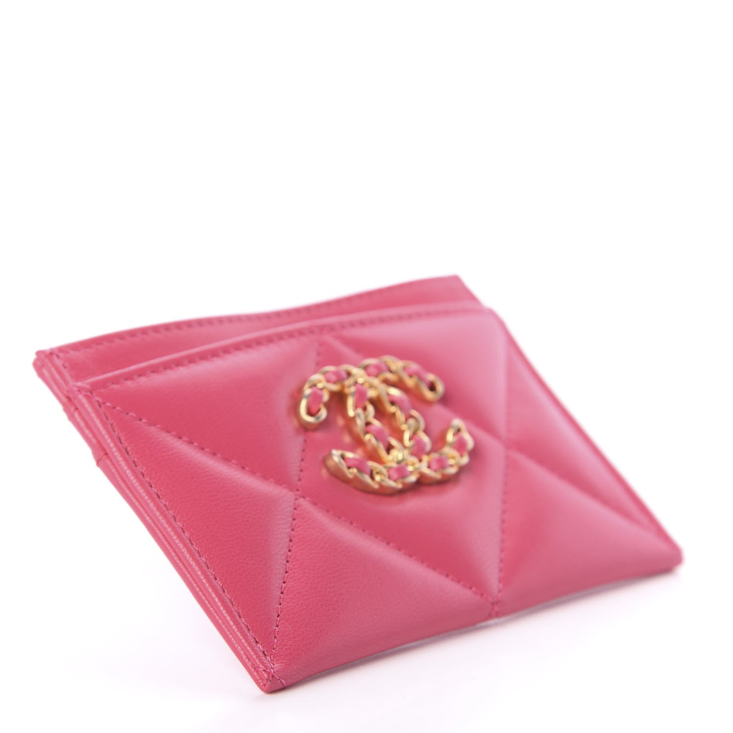 Chanel Shiny Goatskin Quilted 19 Card Holder Dark Pink 4 of 8