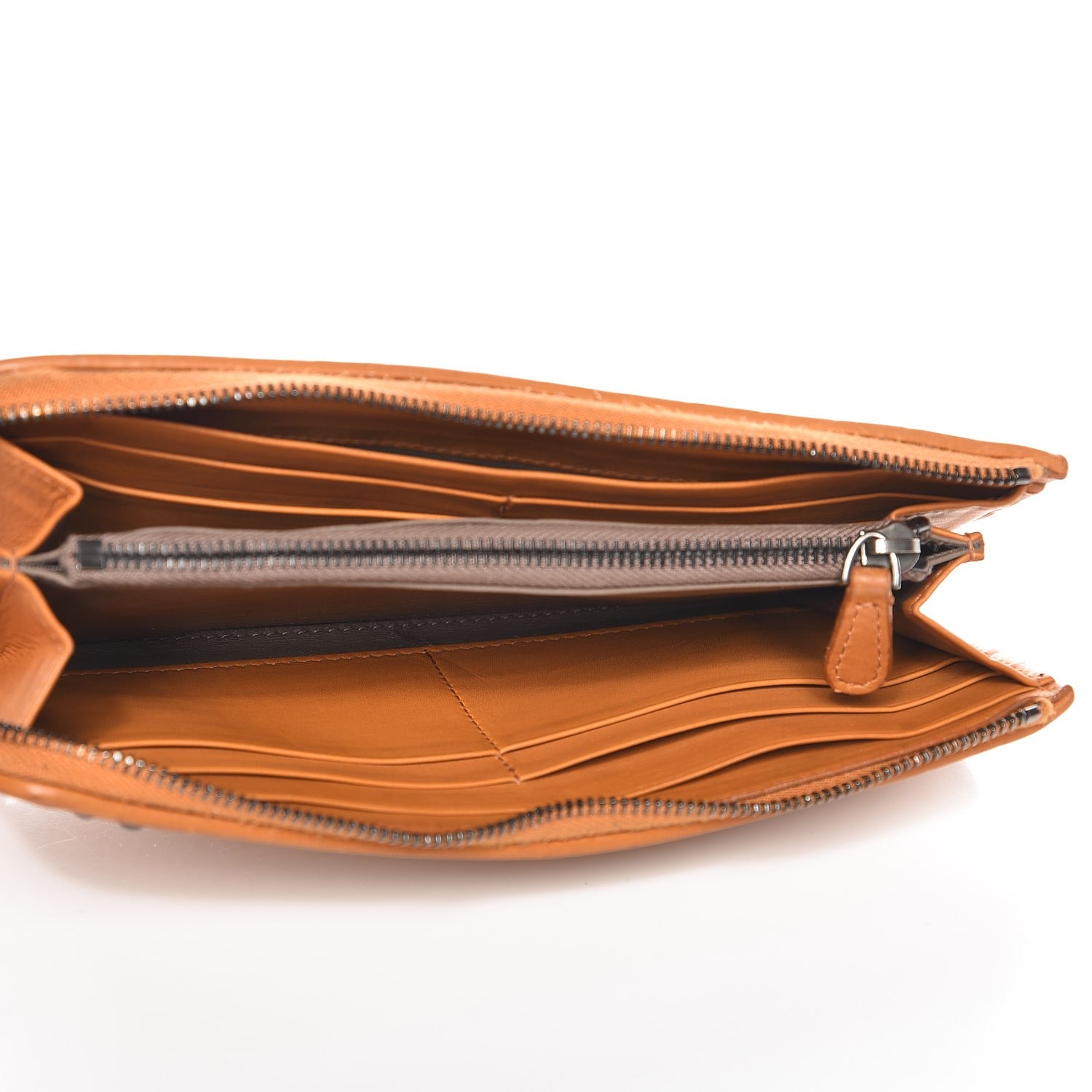 Bottega Veneta Waxed Calfskin Intrecciato Studded Wristlet Wallet Topaz 5 of 8