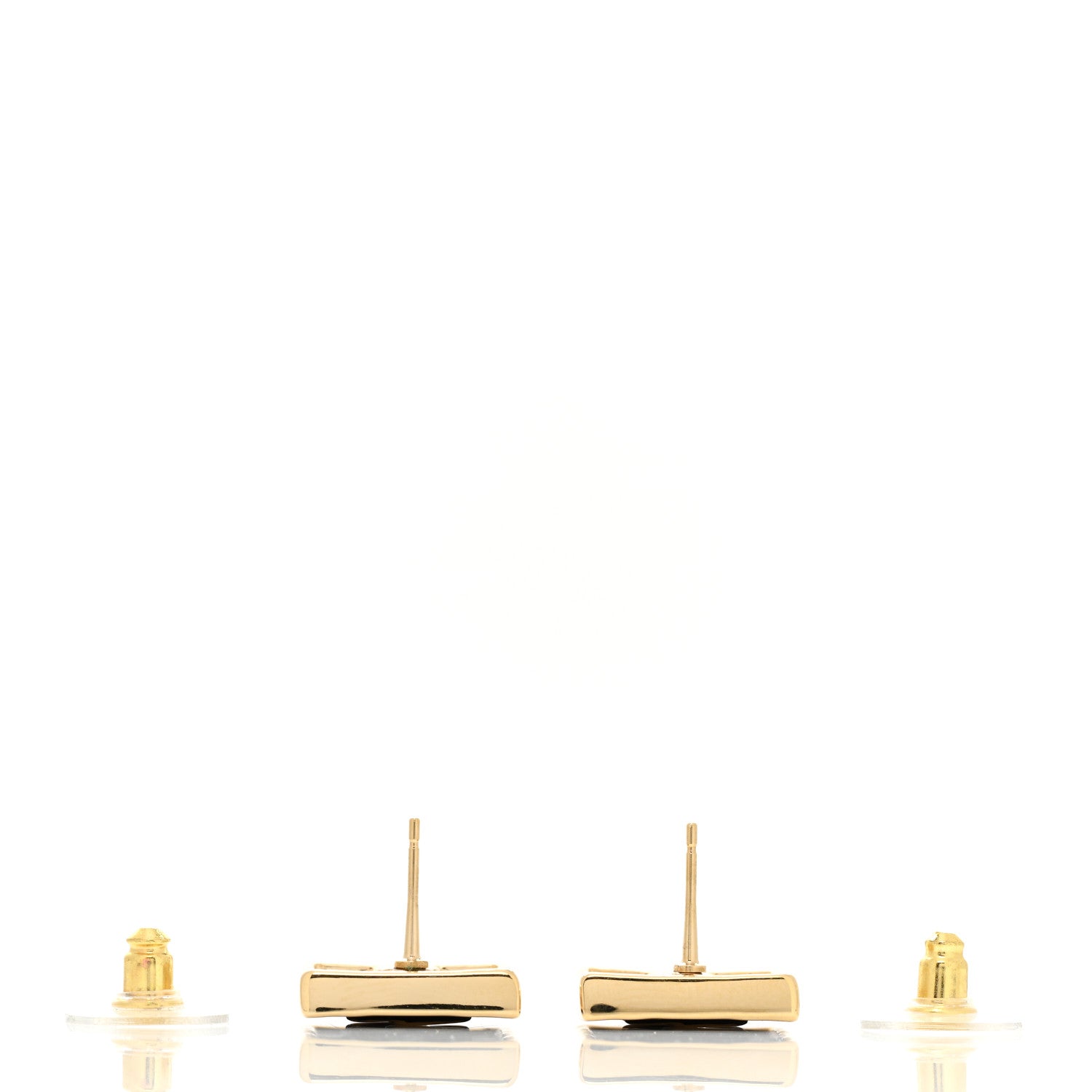 Chanel Metal Enamel CC Square Earrings Gold Black 3 of 4