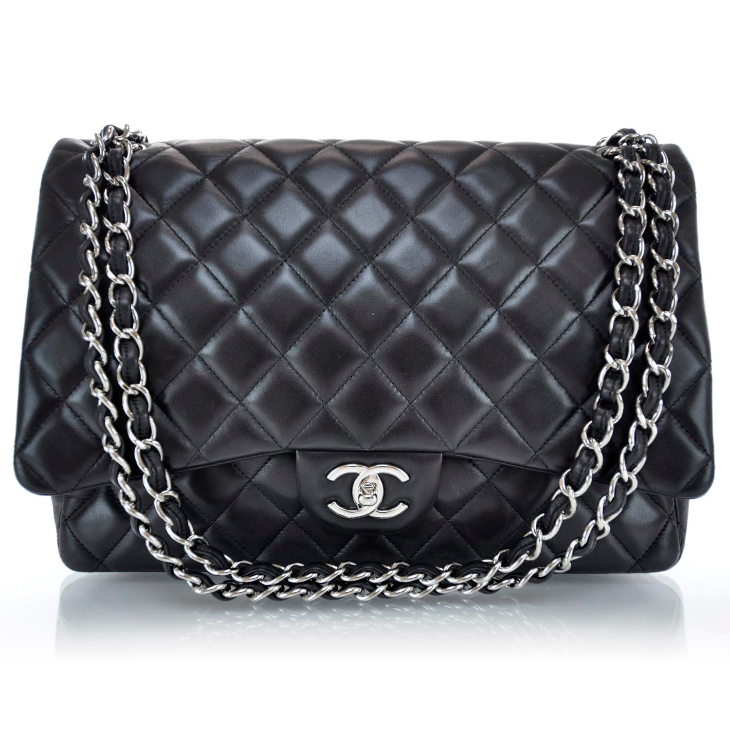 Chanel Lambskin Quilted Maxi Double Flap Black 1 of 11