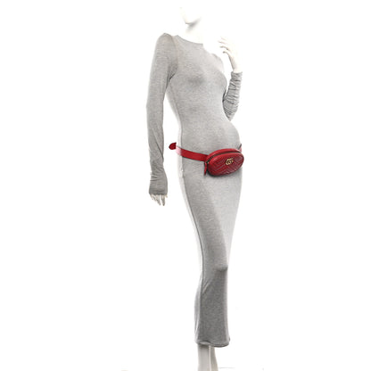 Gucci Calfskin Matelasse GG Marmont Belt Bag 85 34 Hibiscus Red 2 of 10