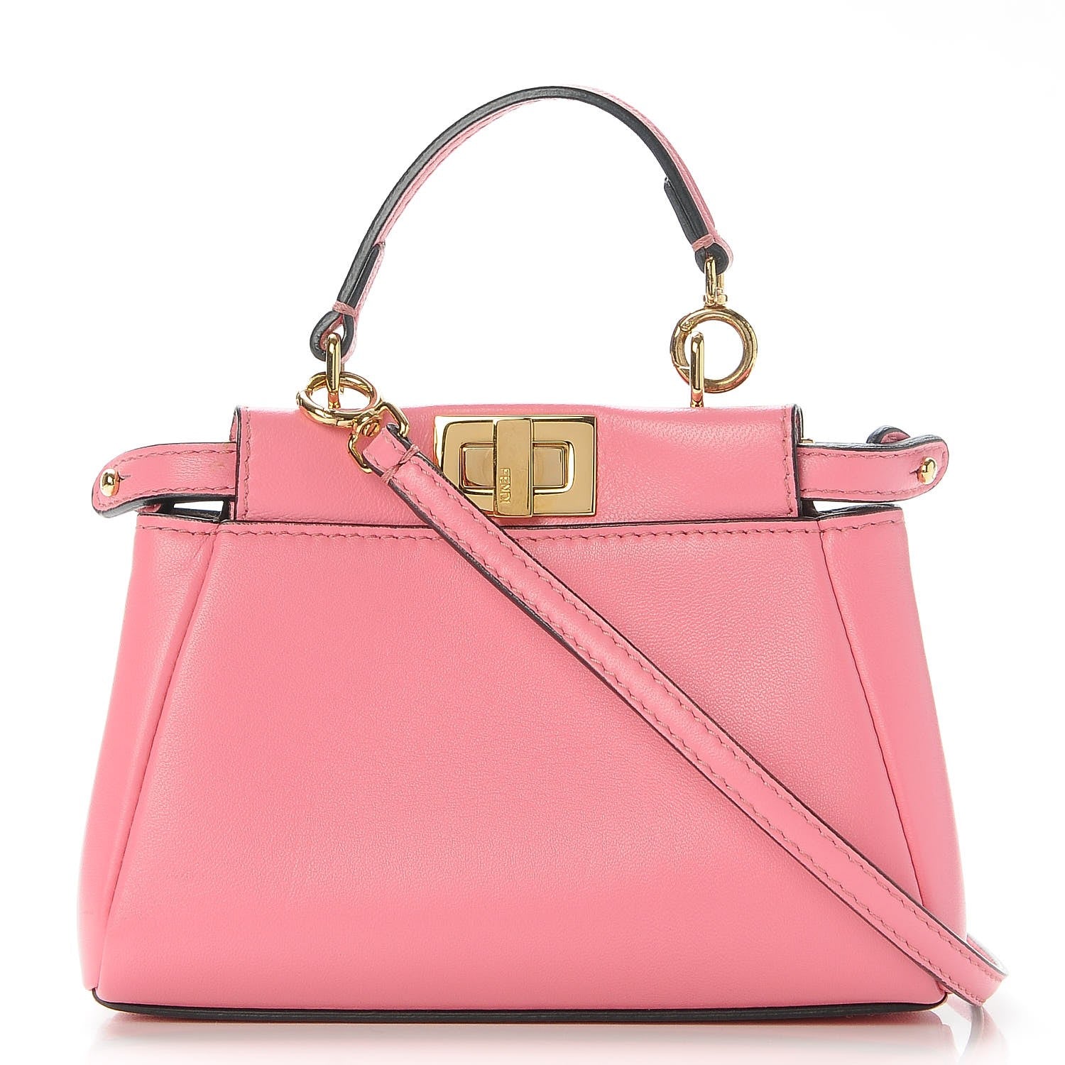 Fendi Shiny Nappa Micro Peekaboo Iconic Satchel Rosa Fluo 1 of 7