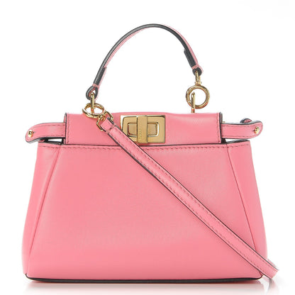 Fendi Shiny Nappa Micro Peekaboo Iconic Satchel Rosa Fluo 1 of 7