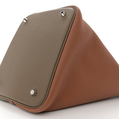 Hermes Taurillon Clemence Casaque Picotin Lock 22 Gold Etoupe Nata 10 of 12