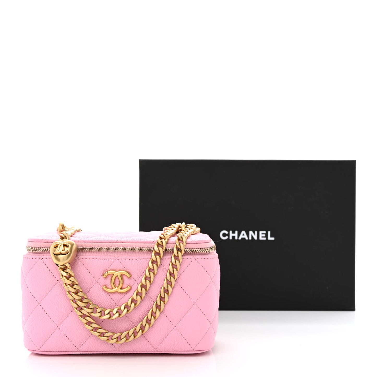 Caviar Quilted Sweetheart Vanity Case Pink