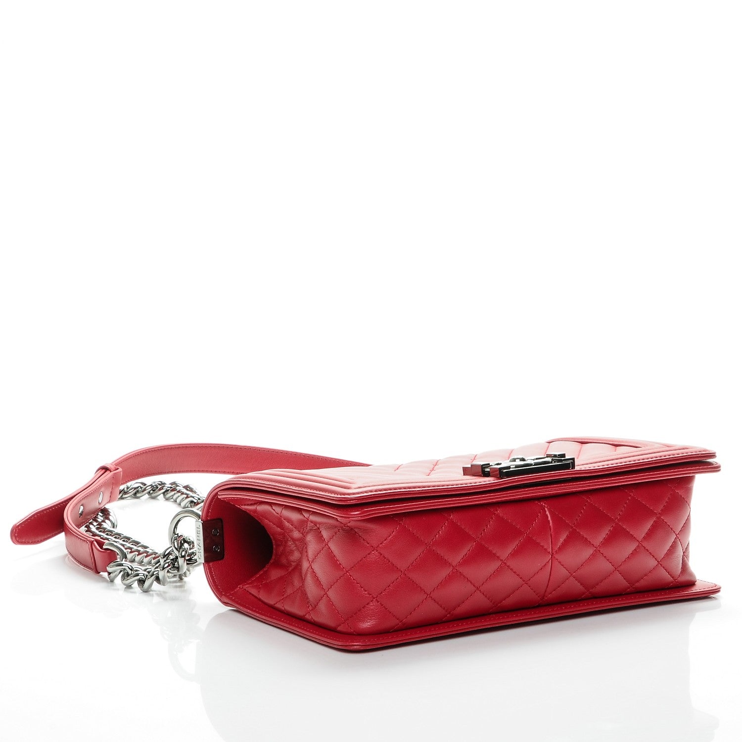Chanel Calfskin Chevron Quilted Medium Boy Flap Dark Pink 4 of 7