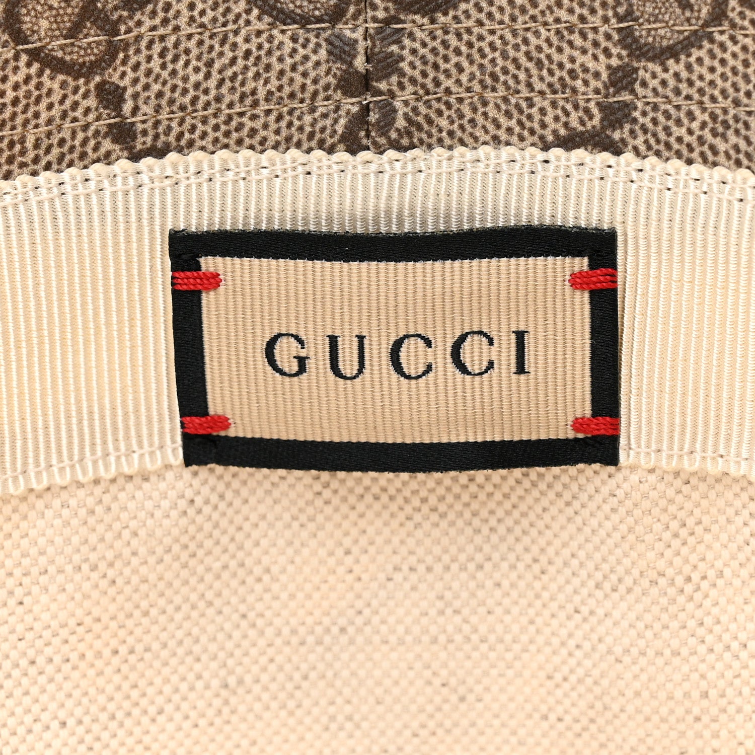 Gucci GG Supreme Monogram Azalea Calfskin Dusty Carnation Retro Interlocking G Bucket Hat Beige Ebony Multicolor 9 of 12