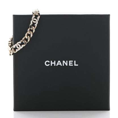Chanel Enamel Metal CC Chain Bracelet Gold White 5 of 5