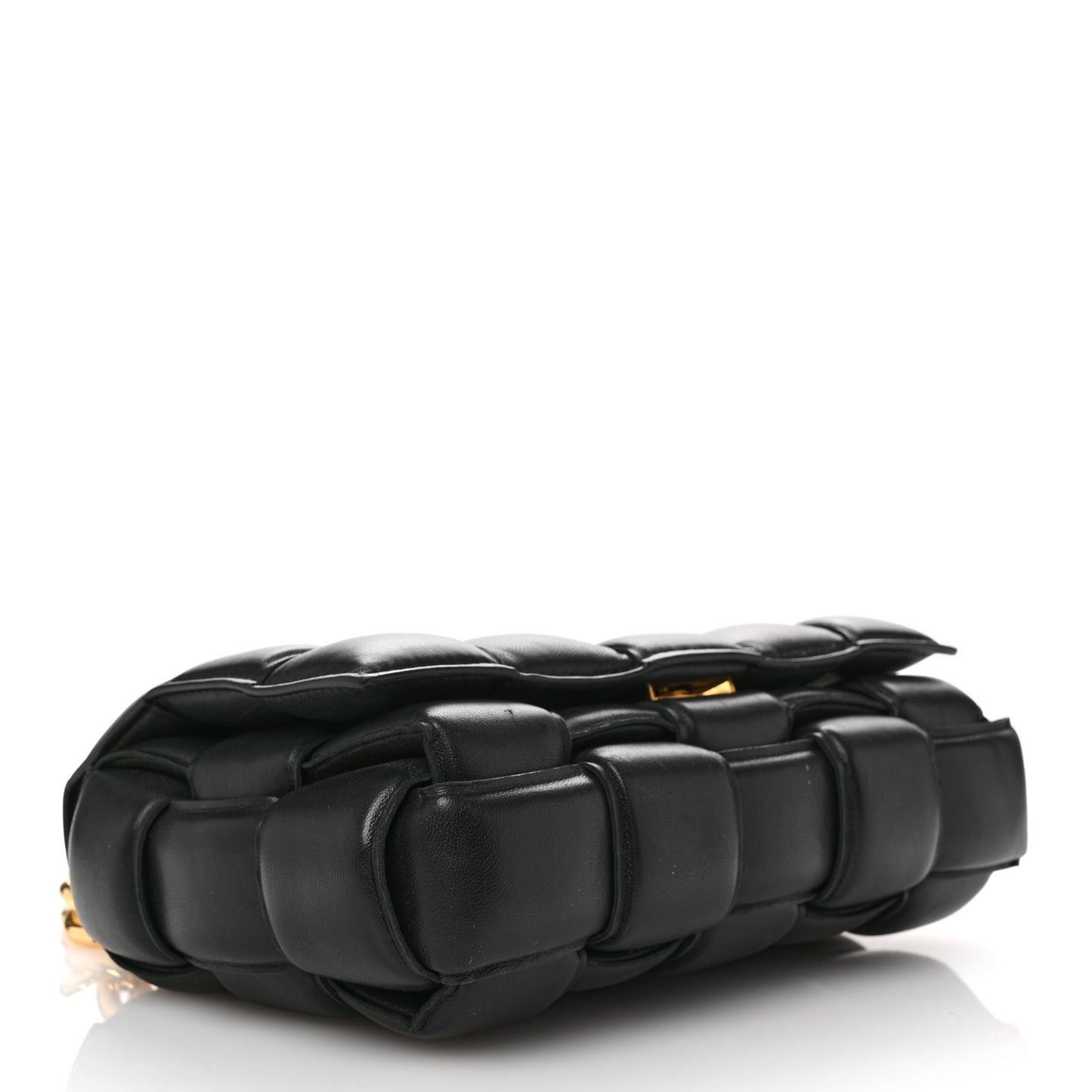 Lambskin Maxi Intreccio Padded Chain Cassette Crossbody Bag Black