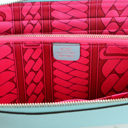 Hermes Epsom Silk'In Wallet Bleu Atoll Rose Tyrien 8 of 9